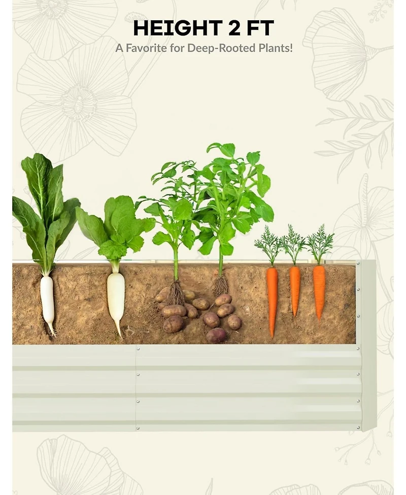 Xo 2-Pack 8x4x2FT Galvanized Raised Garden Bed, 24" Tall Metal Planter Boxes for Vegetables Flowers, Outdoor Garden Bed