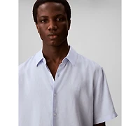 Calvin Klein Men's Linen-Blend Classic Button-Down Shirt