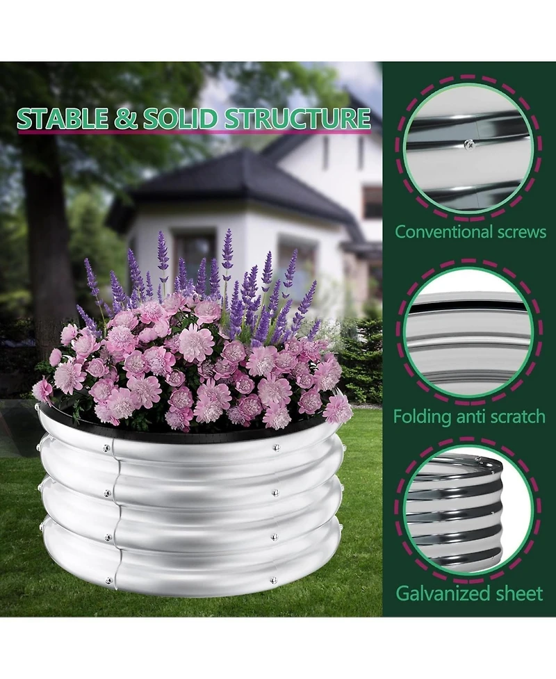 Xo 3-Pack 2x2x1FT Round Metal Raised Garden Bed, Galvanized Planter Boxes for Vegetables Fruits Flowers, Outdoor Garden