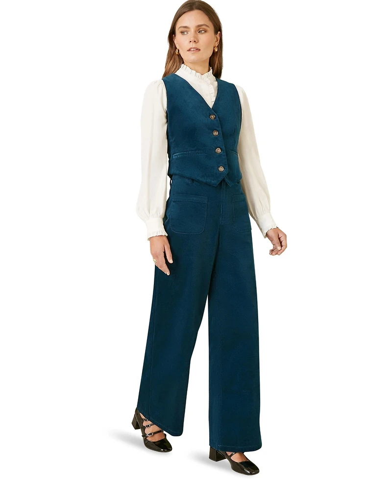 Yumi Women's Tailored Ribbed Waist coat