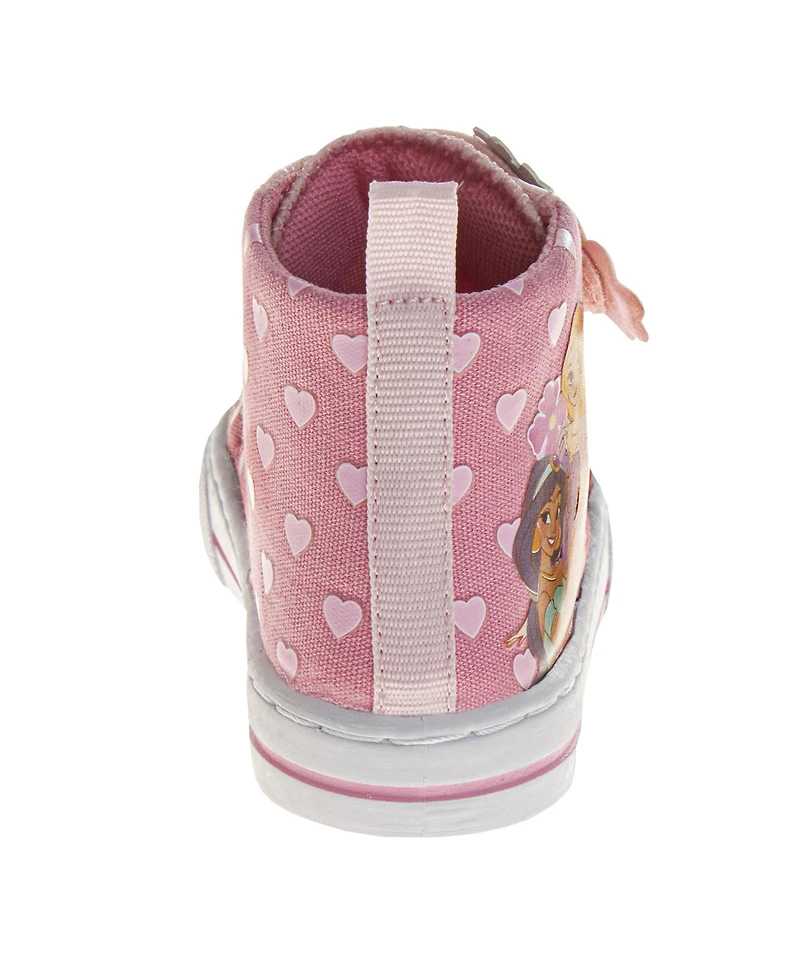 Disney Princess Girls' HighTop Sneakers Fun, Stylish, and Comfortable Footwear (Toddler Sizes 5-10/ Little Kid 11-12)