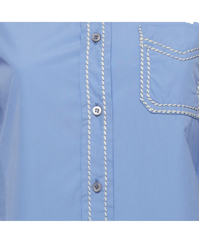 Pre-Owned Prada Women's Contrast Stitch Cotton Button-Down Shirt