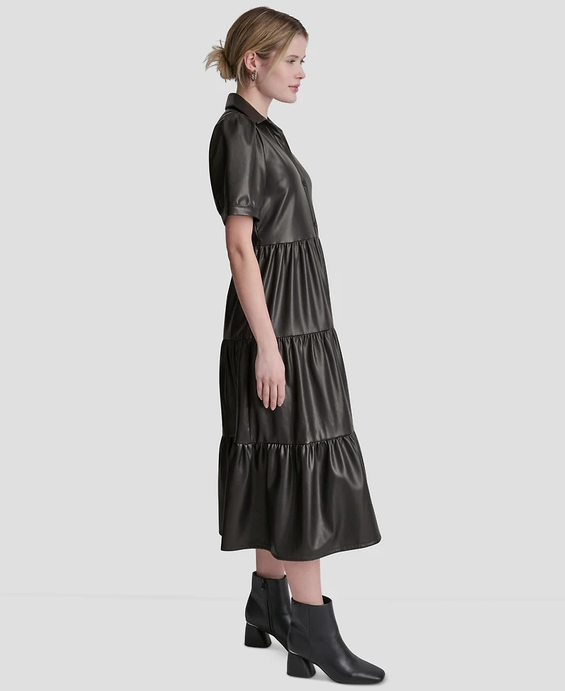 Dkny Jeans Women's Button-Front Tiered Dress
