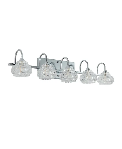 Busdays 29 Inch Nickel Finish Vintage Crystal Vanity Light Elegant 5 Light Bathroom Mirror Fixture with Glass Shades No Bulbs
