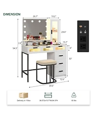 Vlsrka Vanity Desk with Hollywood Mirror and Led Lights