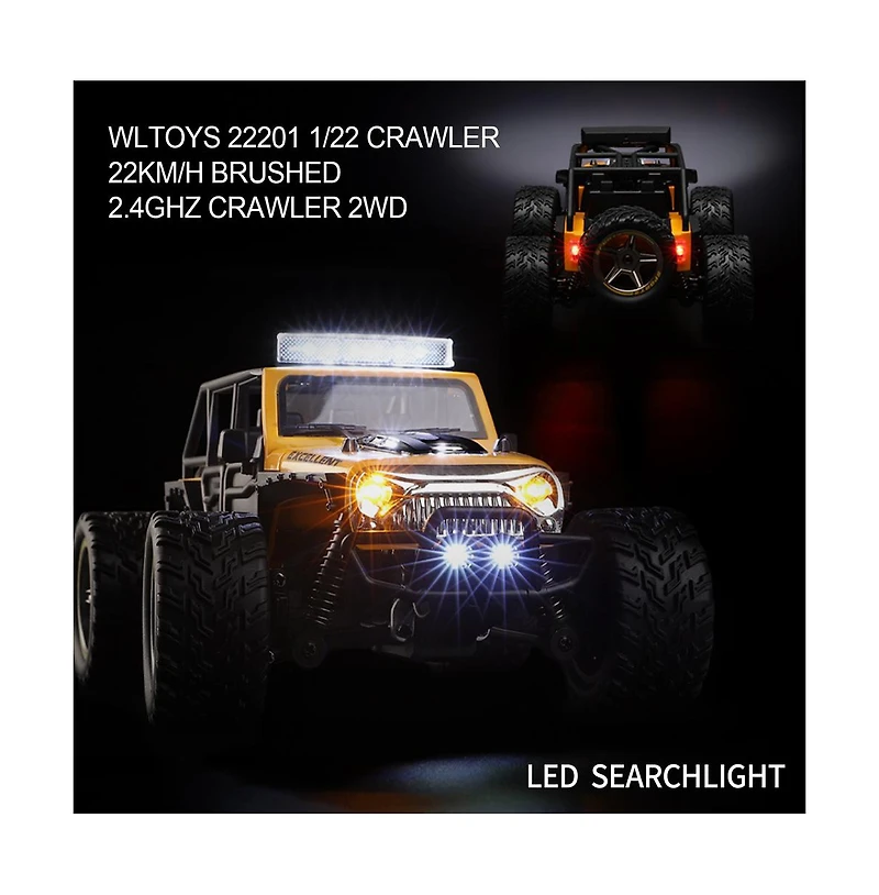 Bruce and Shark 1/22 Scale Rc Crawler - 2WD Brushed Motor with 13.7mph Top Speed and 2.4GHz