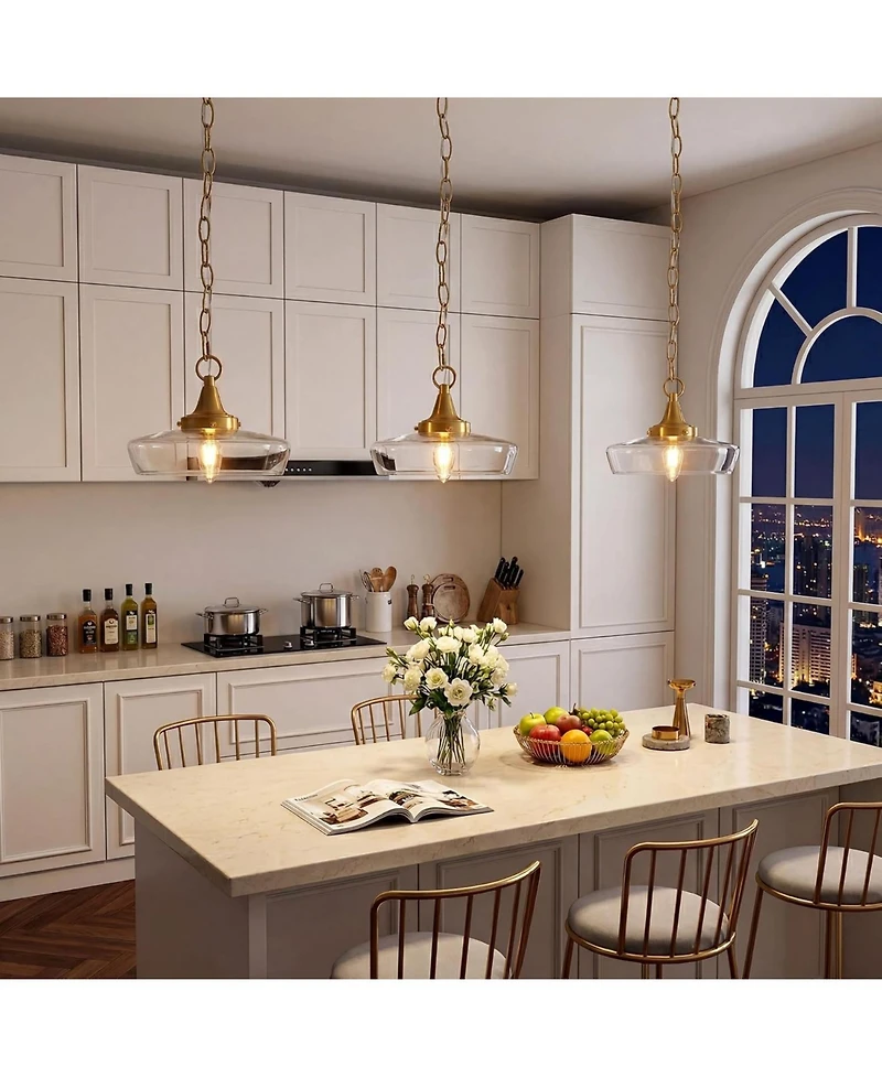 Tribesigns 1-Light Pendant Light, Clear Glass Shade Island Fixture for Dining Room Living Room Bedroom Kitchen Island