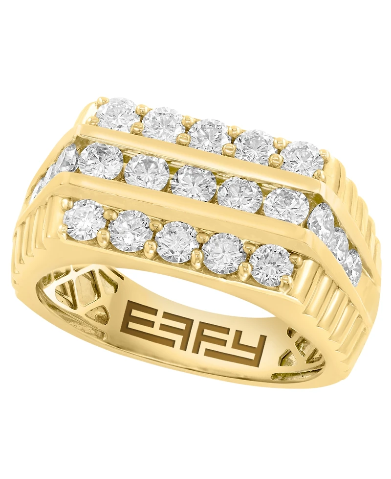 Effy Collection Men's Lab-Grown Diamond (1-7/8 ct. t.w.) Ring in 14k Gold-Plated Sterling Silver