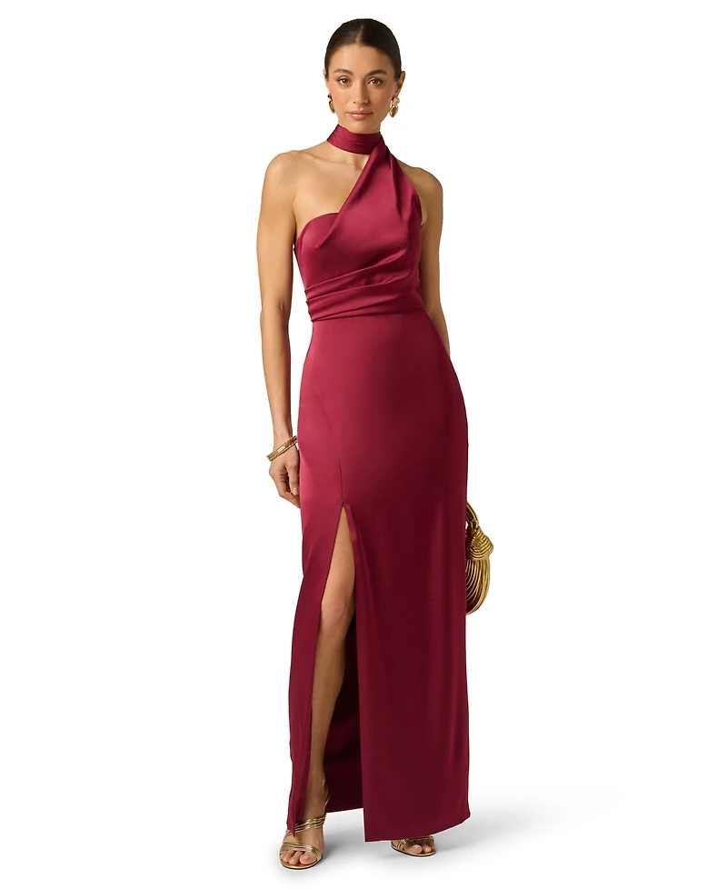 Adrianna Women's Stretch Satin Halter Neck Ball Gown