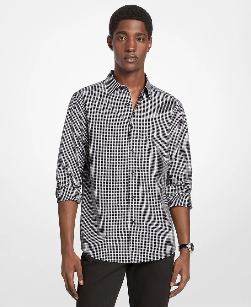 Michael Kors Men's Classic Dobby Long-Sleeve Gingham Shirt