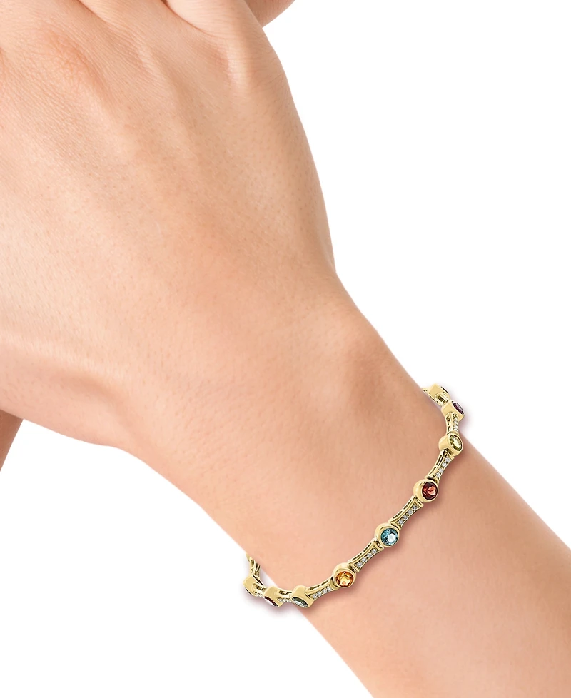 Effy Collection Multi-Gemstone (4-1/3 ct. t.w.) & Diamond Bangle (3/8 ct. t.w.) in Gold Over Silver