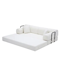 Clihome Convertible Sleeper Sofa Bed, Corduroy Folding Mattress Couch with Fixed-Shape Frame, Floor Lounge for Living Room Bedroom