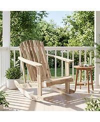 Gymax 2PCS Adirondack Rocking Chair w/Slatted Seat and High Fanned Back for Backyard