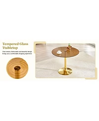 Streamdale Furniture 35" Luxury Glass Round Table with Metal Pillar