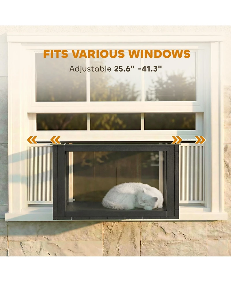 PawHut Window Catio Outdoor Cat Enclosure Adjustable 25"–41"