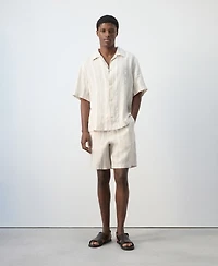 Mango Men's Striped Linen-Blend 8.54" Bermuda Shorts