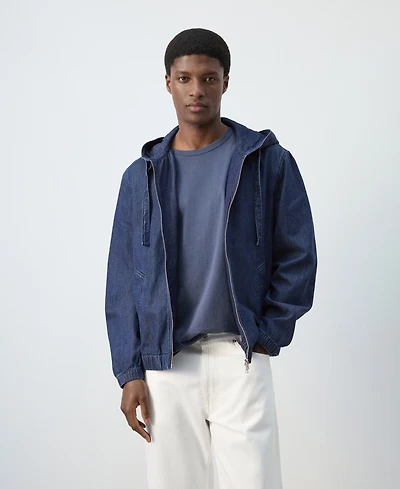 Mango Men's Hooded Denim Jacket