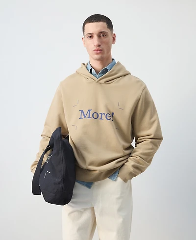 Mango Men's Cotton Printed Hooded Sweatshirt