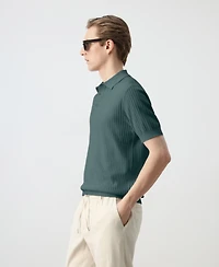 Mango Men's Rib-Knit Cotton-Blend Polo Shirt