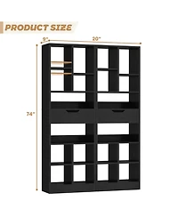 Aheaplus Freestanding 6-Tier Bookshelf with Drawer, 73.6" Decorative Shelf Cube Storage