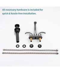 Phying Bathroom Faucet 2-Handle Oil Rubbed Bronze with Aerator, Swan Style 4-inch Centerset Vanity Sink with Pop-Up Drain and Supply Hoses
