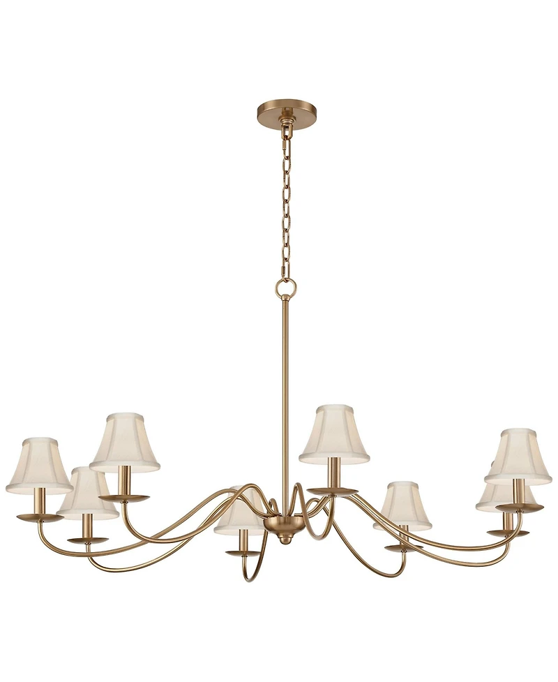 Franklin Iron Works Marinec 42inch Wide Soft Gold 8-Light Chandelier with Cream Shades