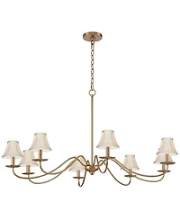 Franklin Iron Works Marinec 42inch Wide Soft Gold 8-Light Chandelier with Cream Shades