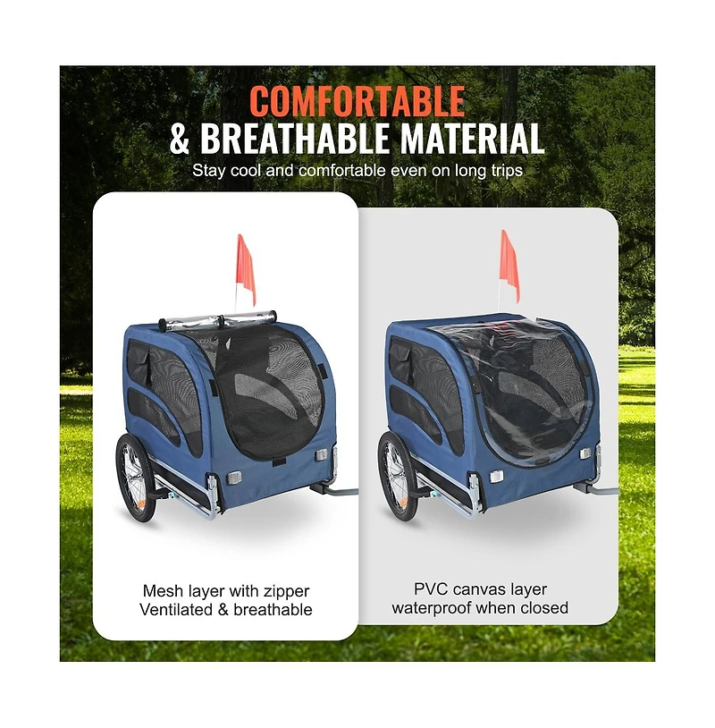 Ruie Foldable Dog Bike Trailer 100 lb Capacity 31.9 in Cabin Pet Bicycle Carrier