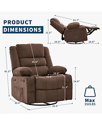 gaomon Wide 360degree(s) Swivel Rocker Recliner for Adults, Cup Holder - Upholstered Deep Seat Linen Lazy Boy Chair for Living Room and Nursery