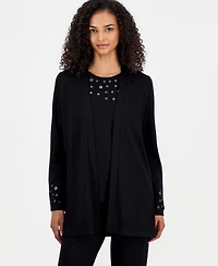 Anne Klein Women's Open-Front Grommet-Trim Cardigan