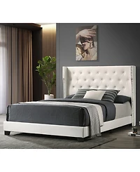 Best Quality Furniture 50" Faux Leather Full Panel Bed with Wing Headboard