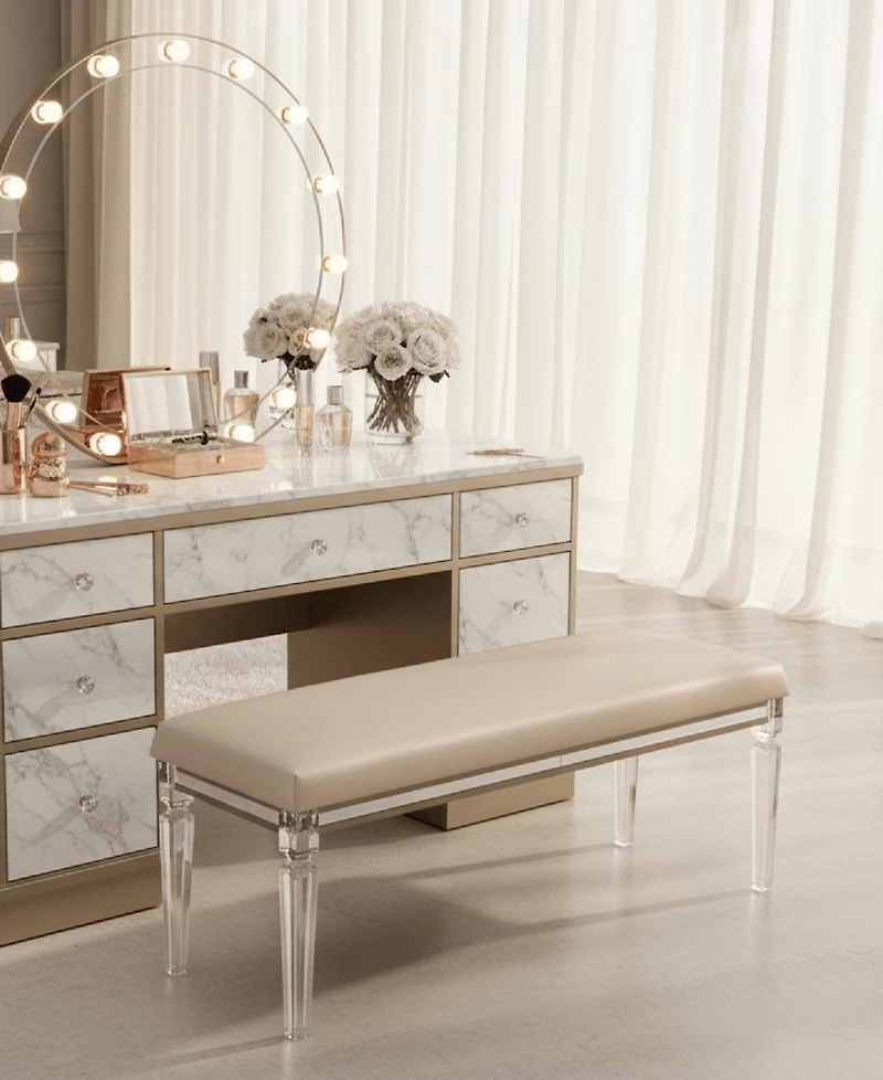 Best Quality Furniture 19" Fabric Glam Bench