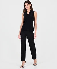 Anne Klein Women's Sleeveless Smocked V-Neck Top