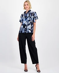 Anne Klein Women's Pleated-Front Flutter-Sleeve Blouse