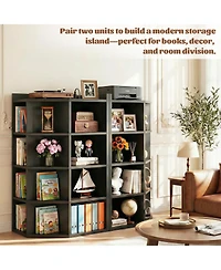Aheaplus Corner Bookcase Cabinet with 18 Cubbies, Bookshelf Open Storage