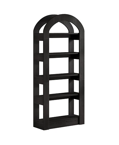Slickblue 5 Tier Wooden Bookshelf with Arch Shape Display Shelves