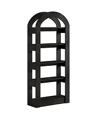 Slickblue 5 Tier Wooden Bookshelf with Arch Shape Display Shelves