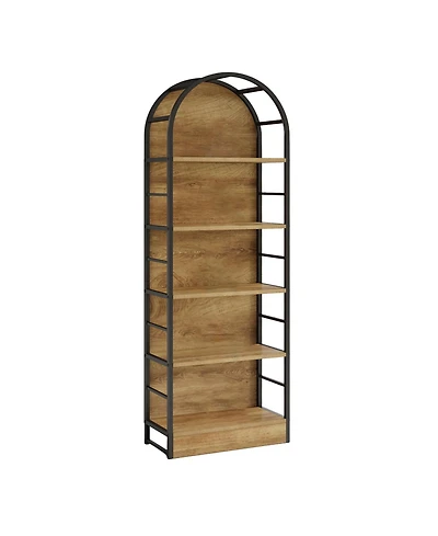 Slickblue Industrial 5-Tier Bookcase with Arched Design for Living Room