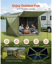 Cozito Pop Up Gazebo Screen Tent, 10 x 10 feet 6-Sided Canopy with Carry Bag