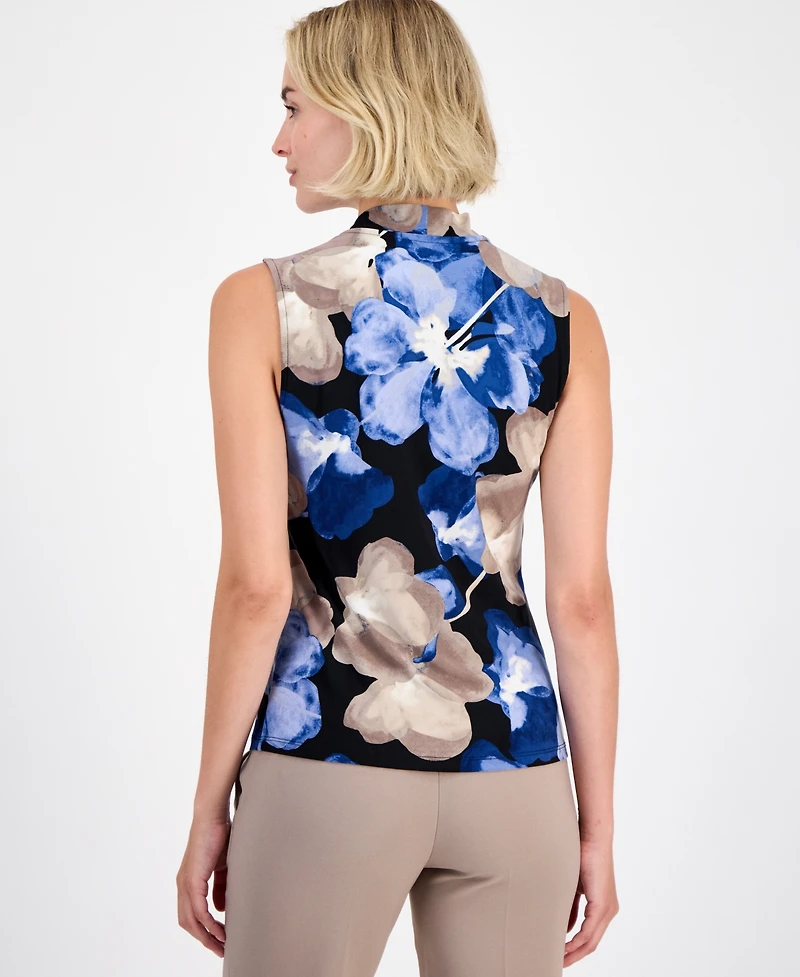 Anne Klein Petite Faux-Wrap Sleeveless Top