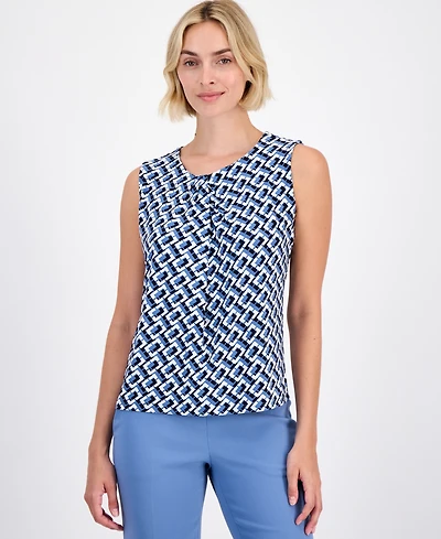 Anne Klein Women's Gathered-Neck Sleeveless Top