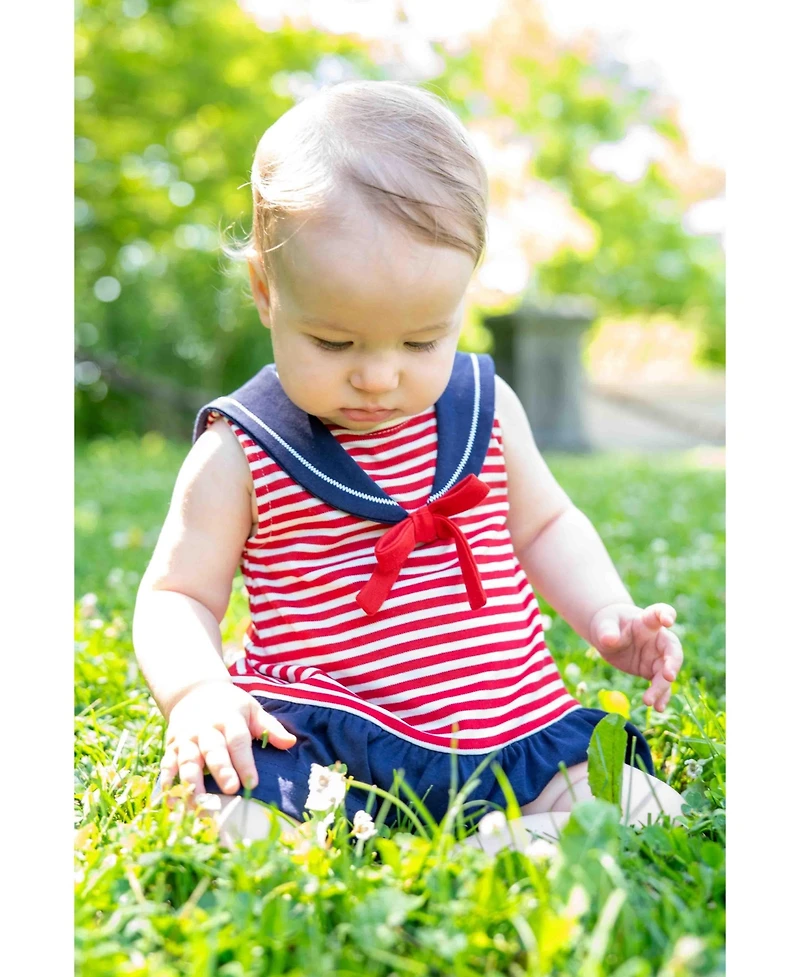 Florence Eiseman Baby Girl Stripe Knit Romper With Sailor Collar