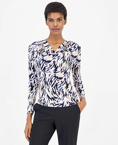 Anne Klein Women's 3Q Cowl-Neck Long-Sleeve Blouse
