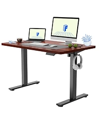 FlexiSpot Electric Height Adjustable Standing Desk Frame with Mahogany Top