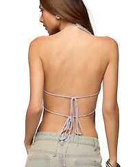 Edikted Women's Thaly Backless Sequin Crochet Halter Top