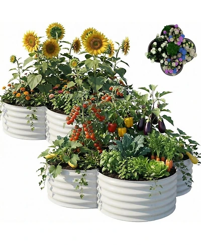 Xo 2-Pack 4x4x1FT Galvanized Raised Garden Bed, Metal Planter Boxes with Open Bottom for Vegetables Flowers Herbs, Outdoor Garden Bed