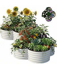 Xo 2-Pack 4x4x1FT Galvanized Raised Garden Bed, Metal Planter Boxes with Open Bottom for Vegetables Flowers Herbs, Outdoor Garden Bed