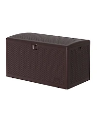 GarveeLife 73 Gallon Large Resin Deck Storage Box Lockable Outdoor Organizer for Patio Garden Tools Pool Toys Furniture Cushions Durable Chest
