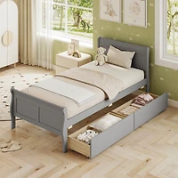 Costway Bed Frame with Storage Drawers, Wood Platform Bed with Headboard Footboard