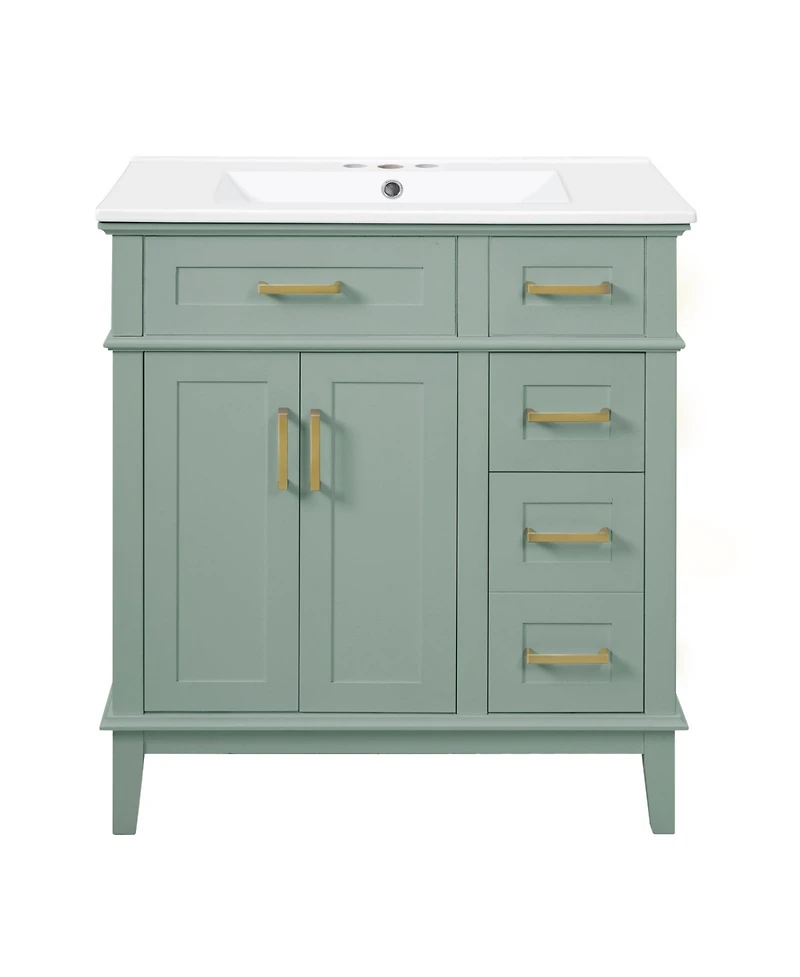 Phying 30 Inch Stylish Bathroom Vanity Cabinet Doors Deep and Standard Drawer Multipurpose Storage Furniture for Small Bathrooms